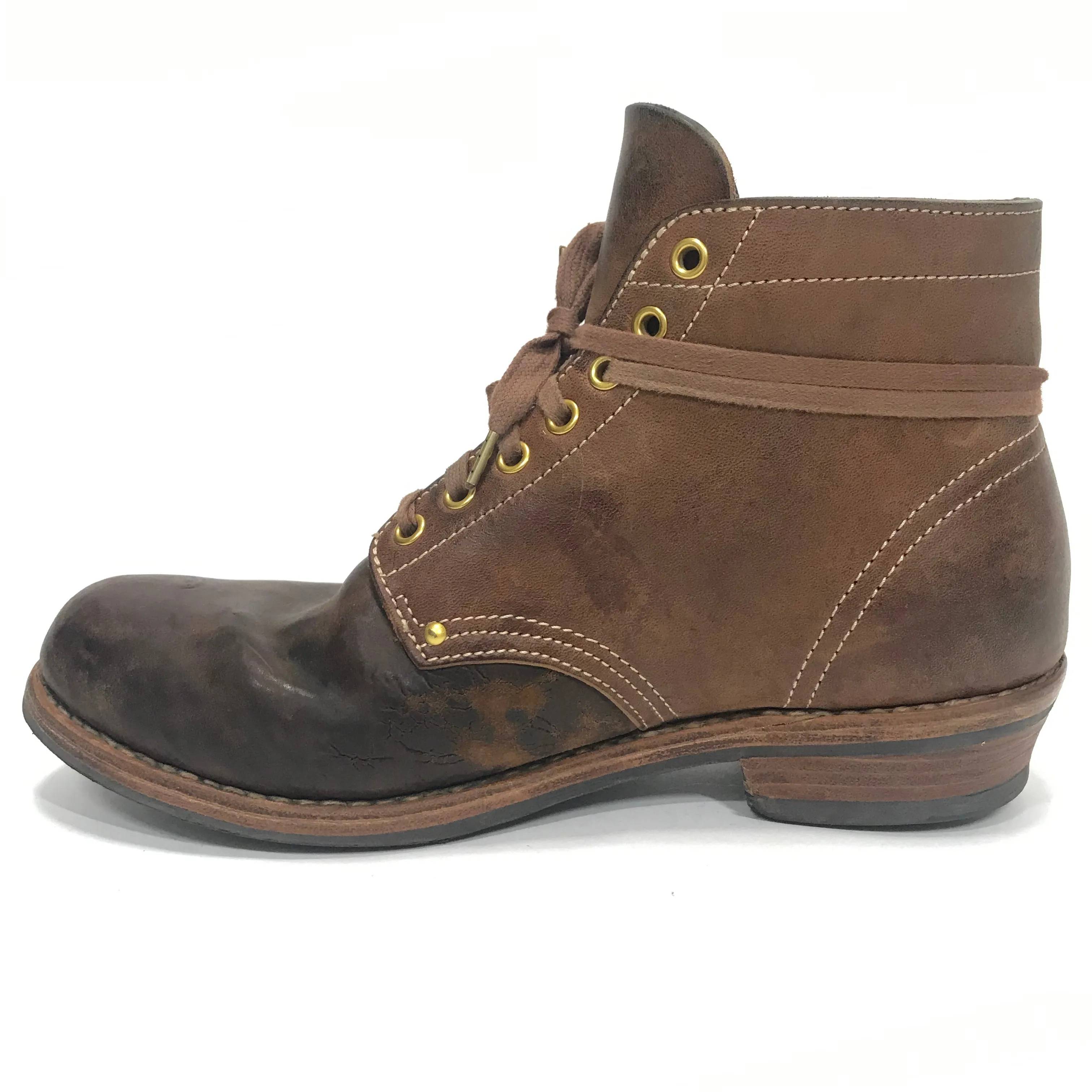 [10] Visvim 18AW Brigadier Boots Mid Folk Leather Brown