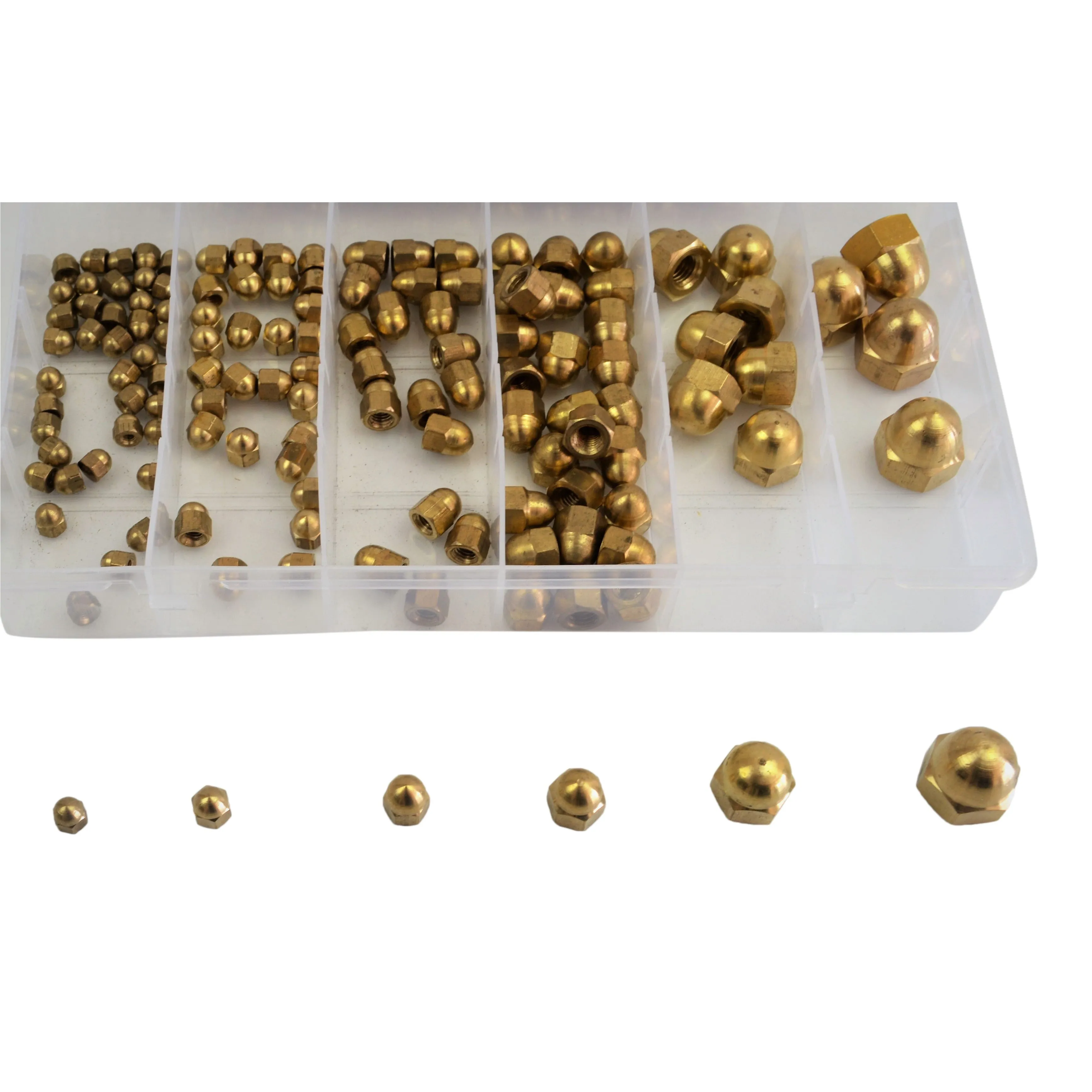 122pc Brass Hex Dome Nuts Grab Kit