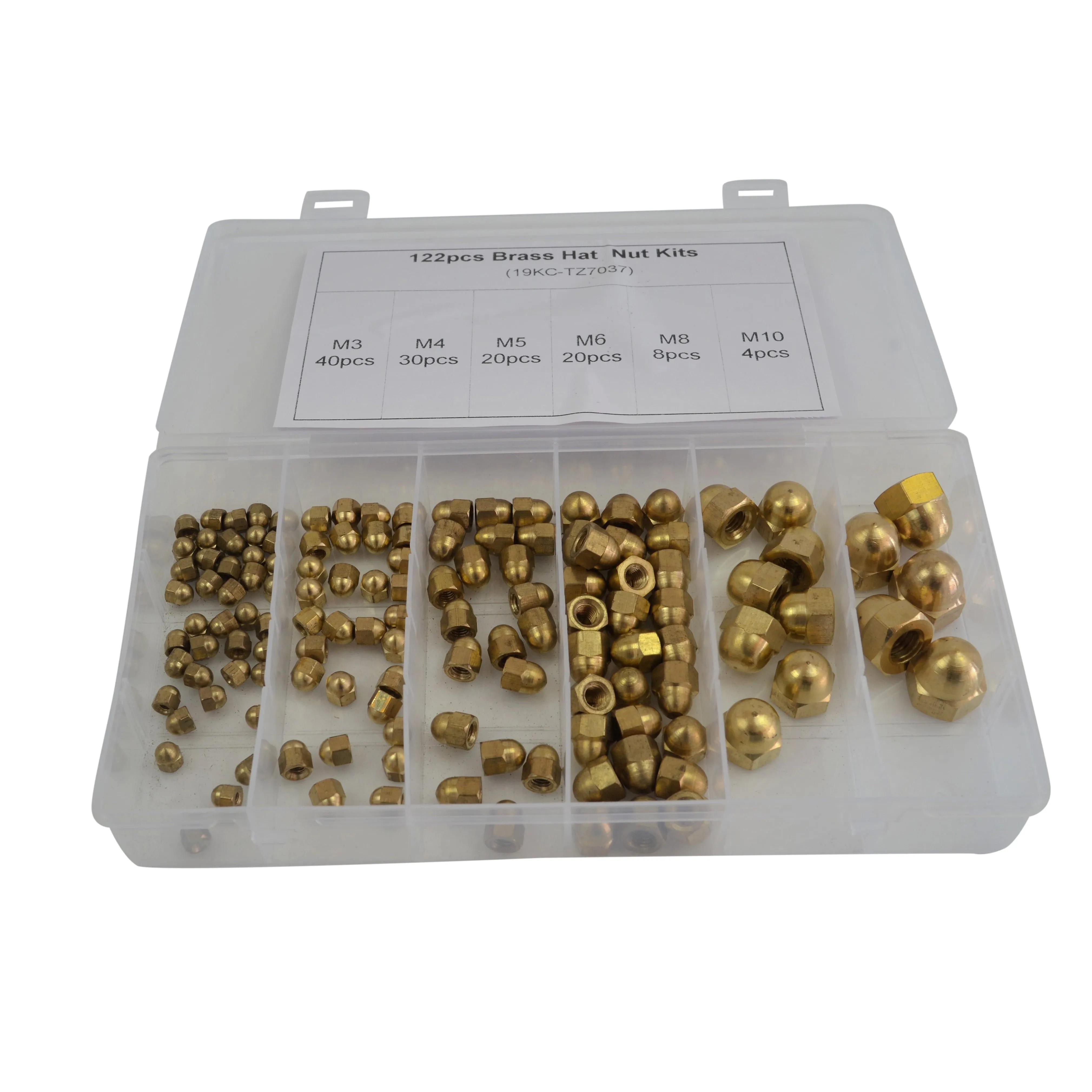 122pc Brass Hex Dome Nuts Grab Kit