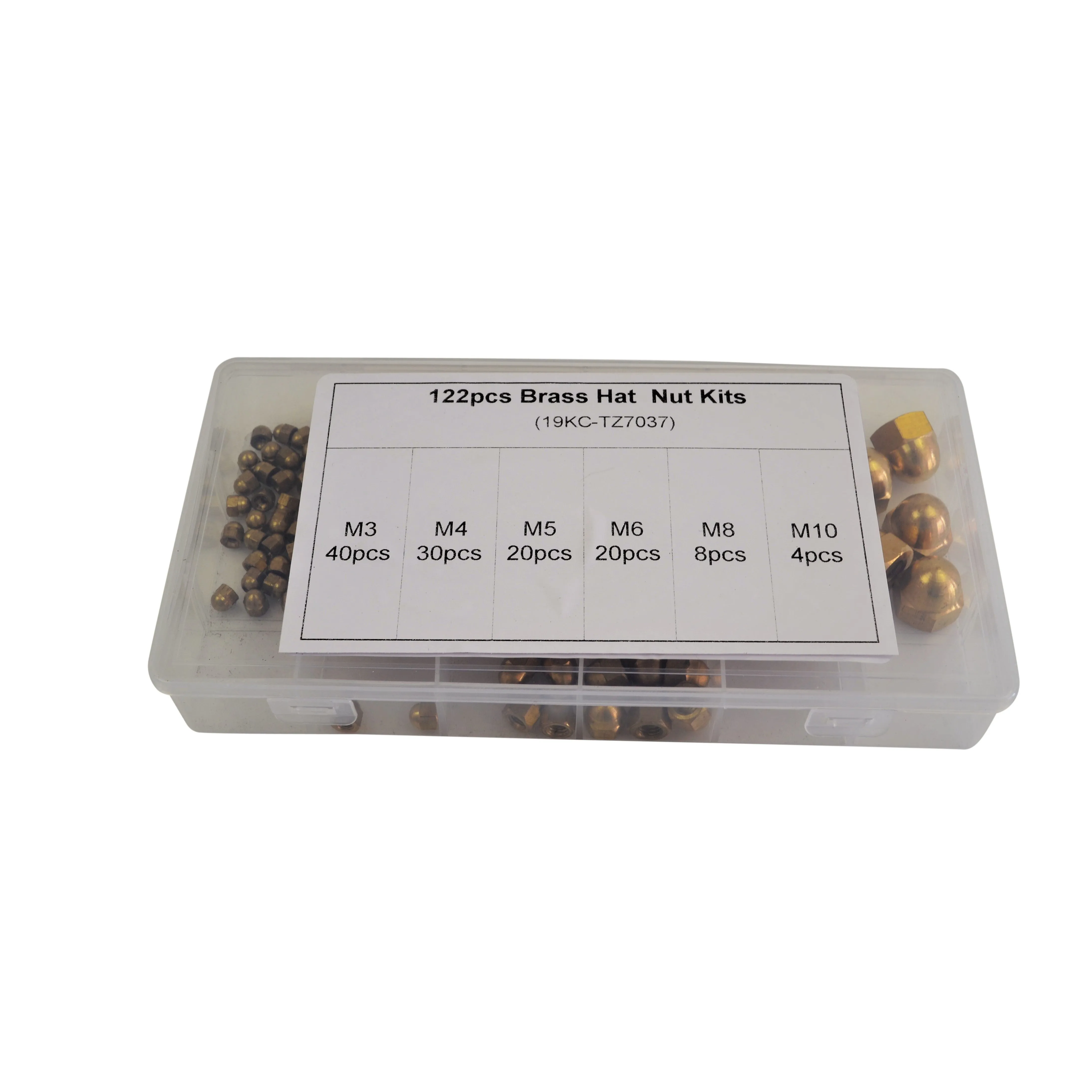 122pc Brass Hex Dome Nuts Grab Kit