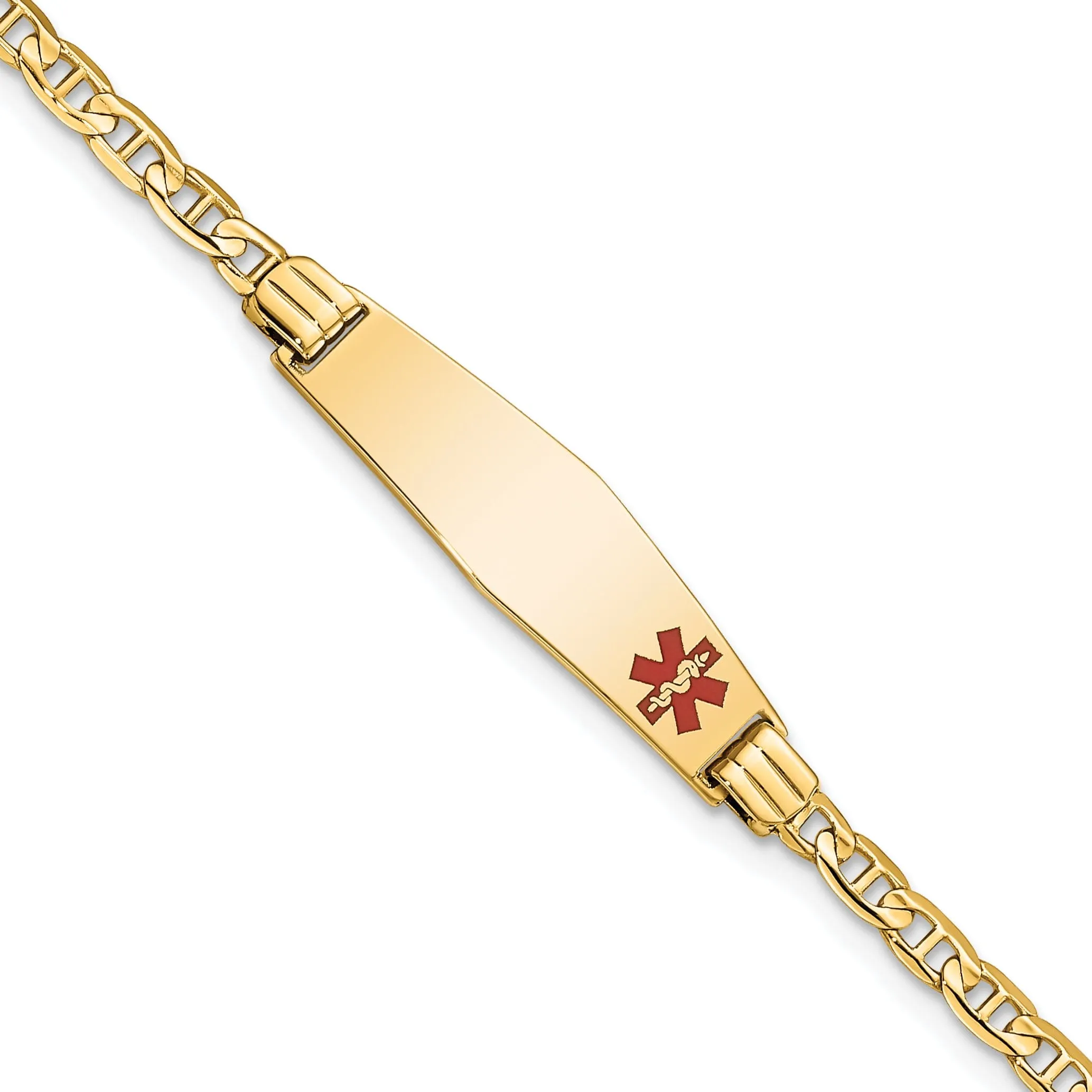 14K Yellow Gold Anchor Link Medical ID Bracelet