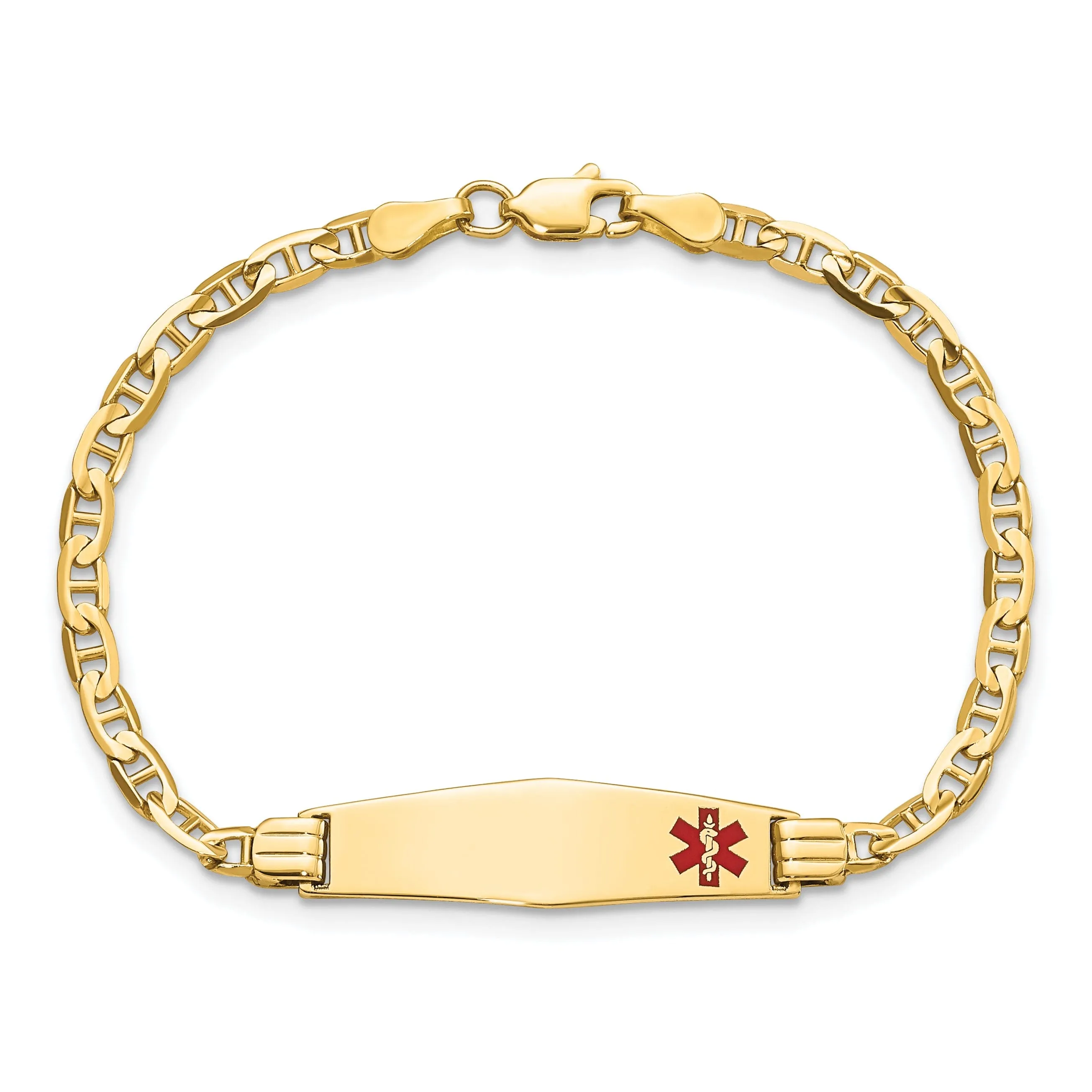 14K Yellow Gold Anchor Link Medical ID Bracelet