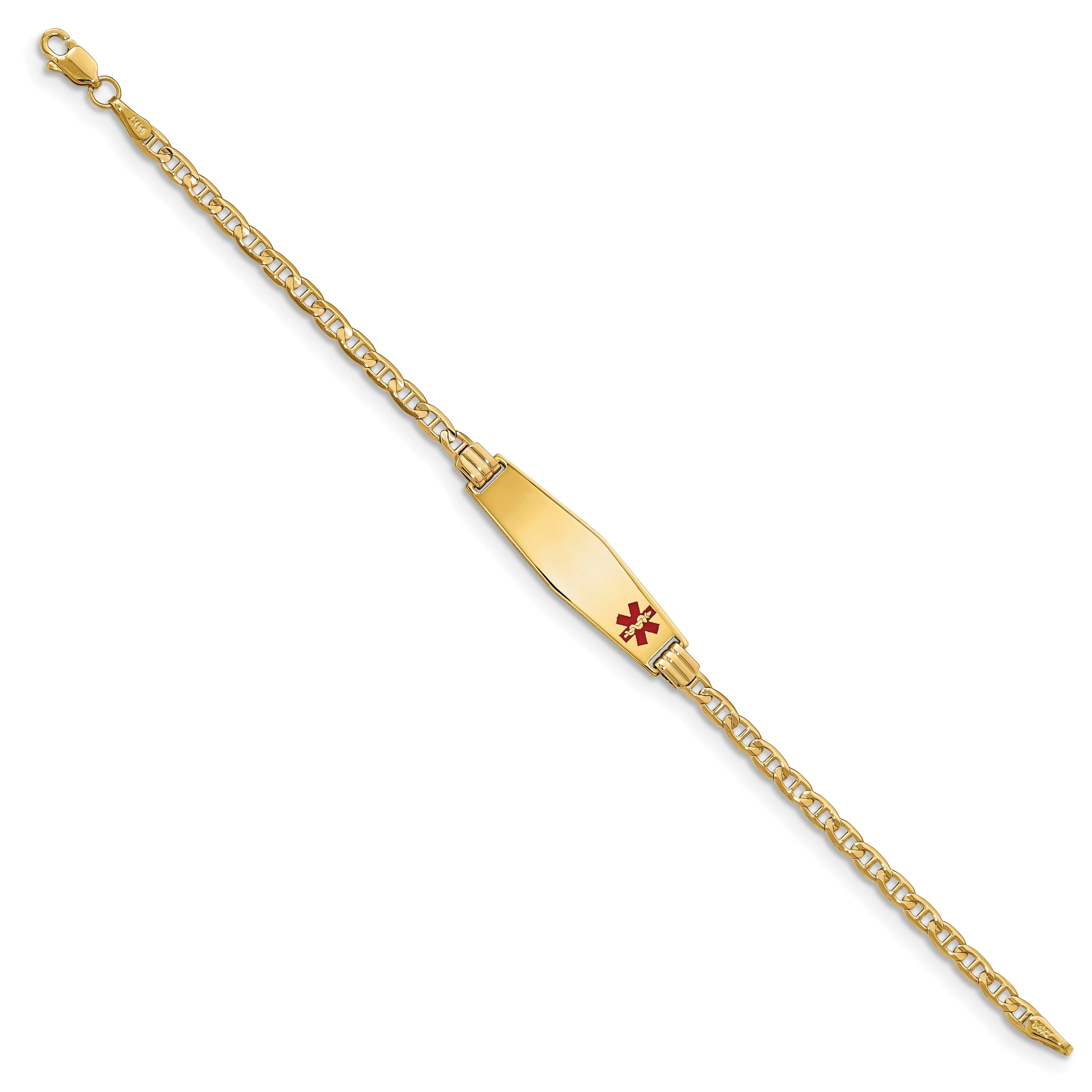 14K Yellow Gold Anchor Link Medical ID Bracelet