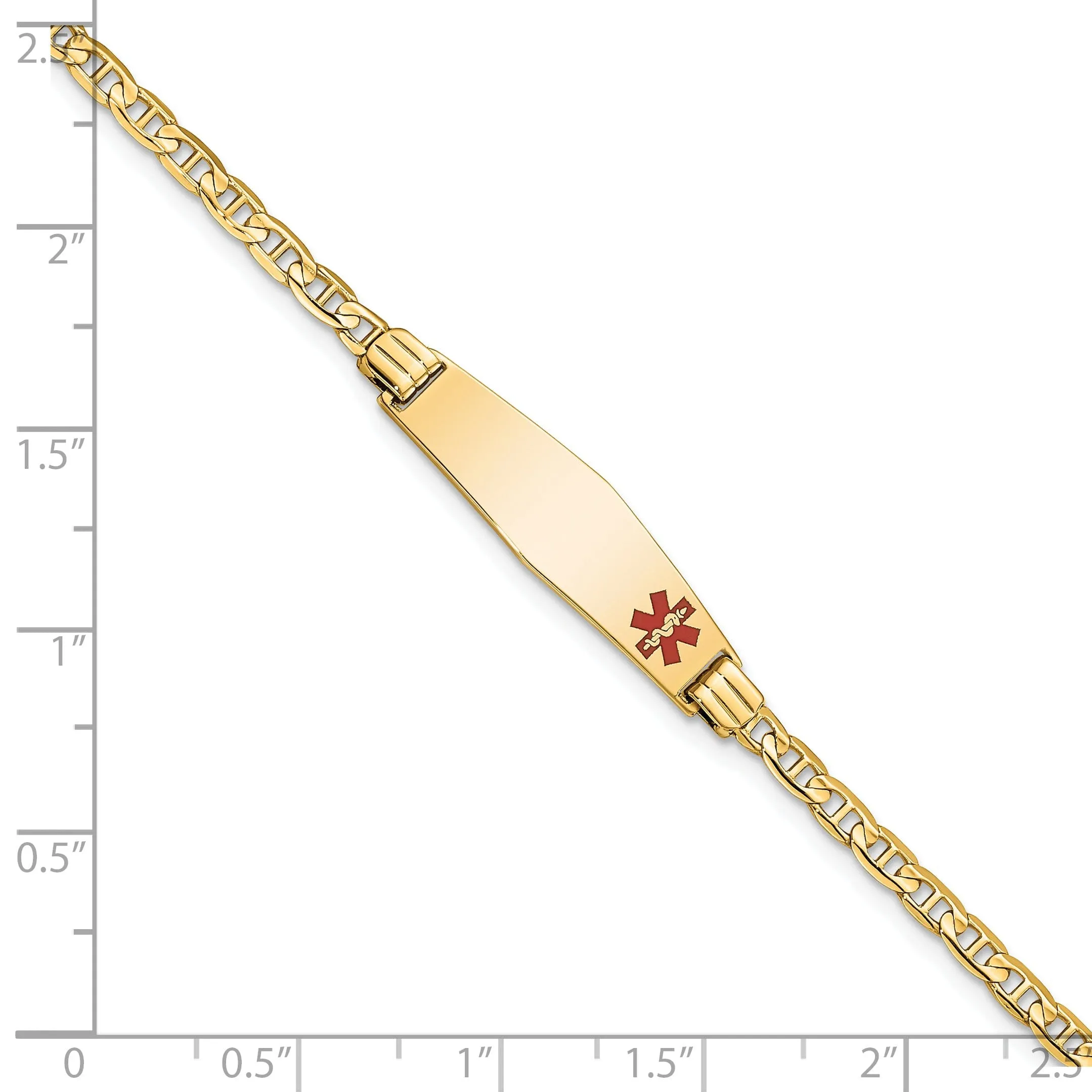 14K Yellow Gold Anchor Link Medical ID Bracelet