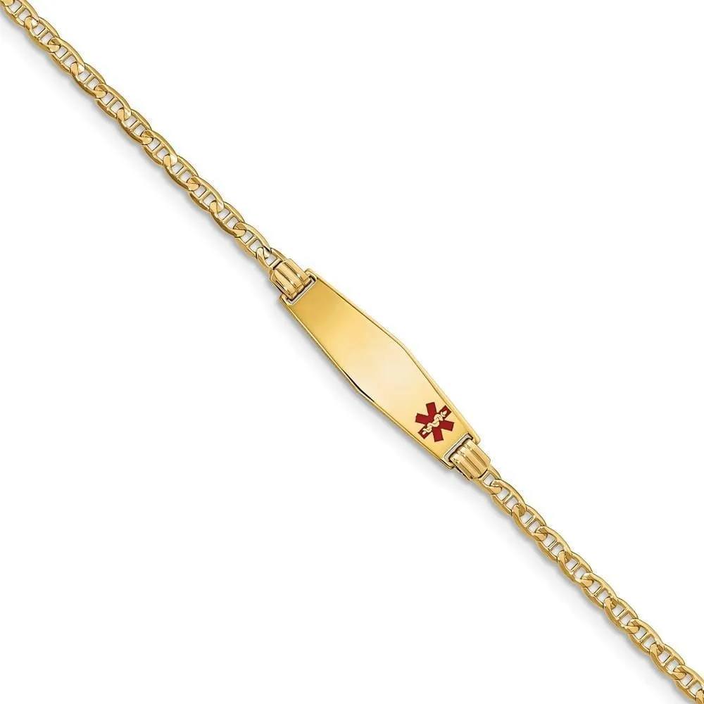 14K Yellow Gold Anchor Link Medical ID Bracelet