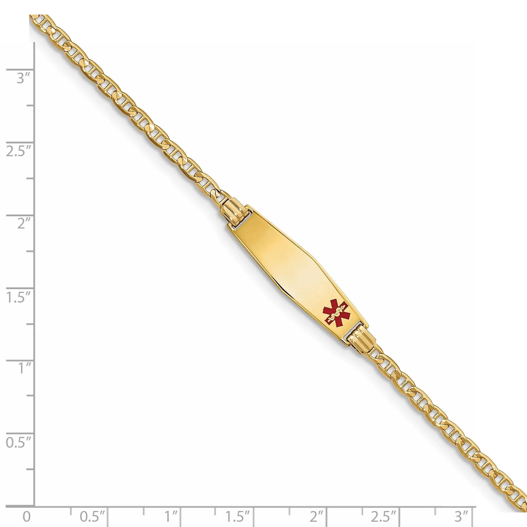 14K Yellow Gold Anchor Link Medical ID Bracelet