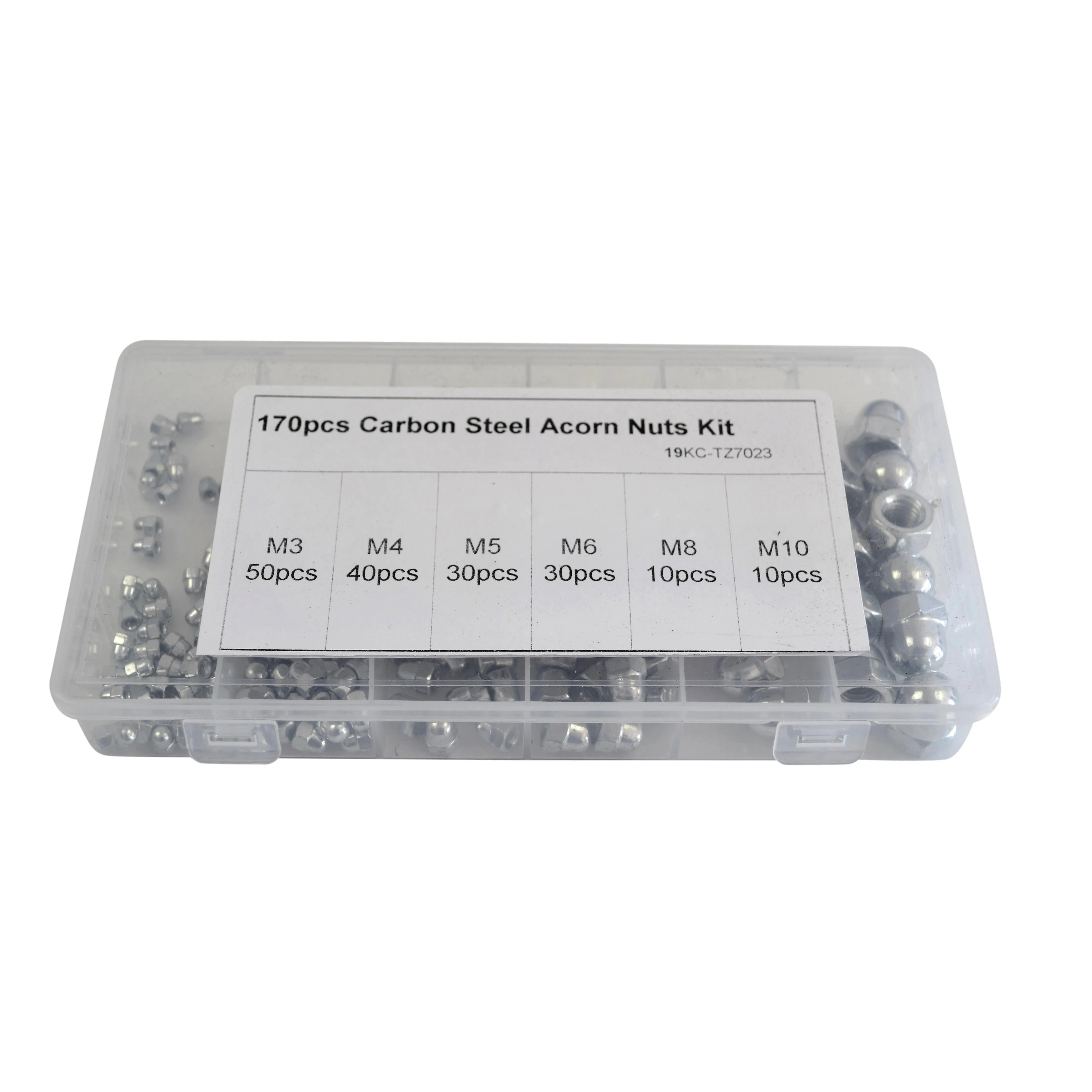 170pc Metric Acorn Nut Carbon Steel Grab Kit Assortment