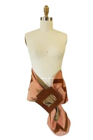 1960s Galanos Attributed Huge Graphic Pink Suede Belt