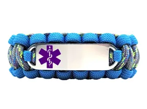 550 Paracord Medical Alert Bracelet – Custom Engraved Stainless Steel ID Tag w/ Purple Medical Symbol