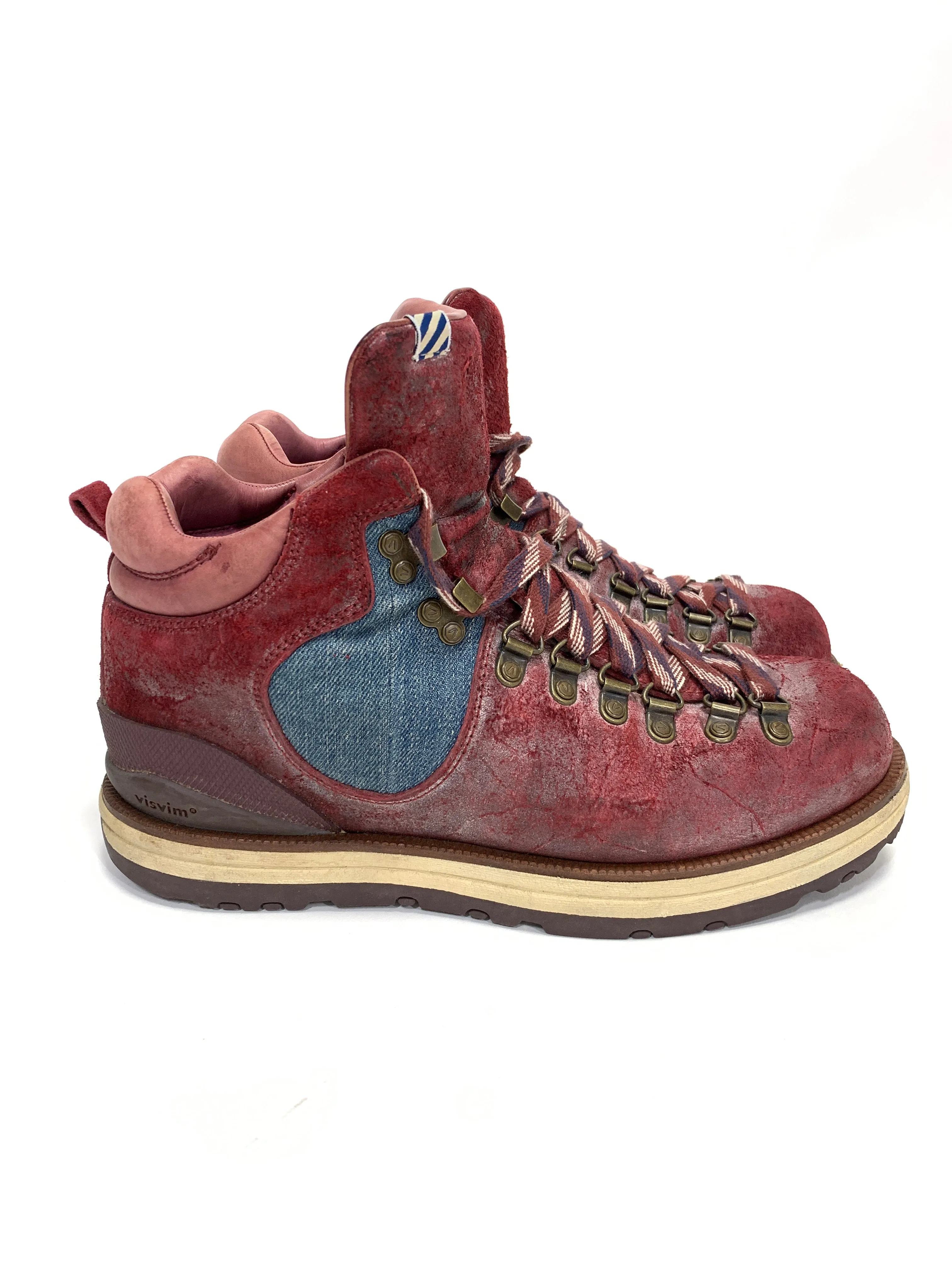 [9] Visvim Serra Boots (Denim) Burgundy