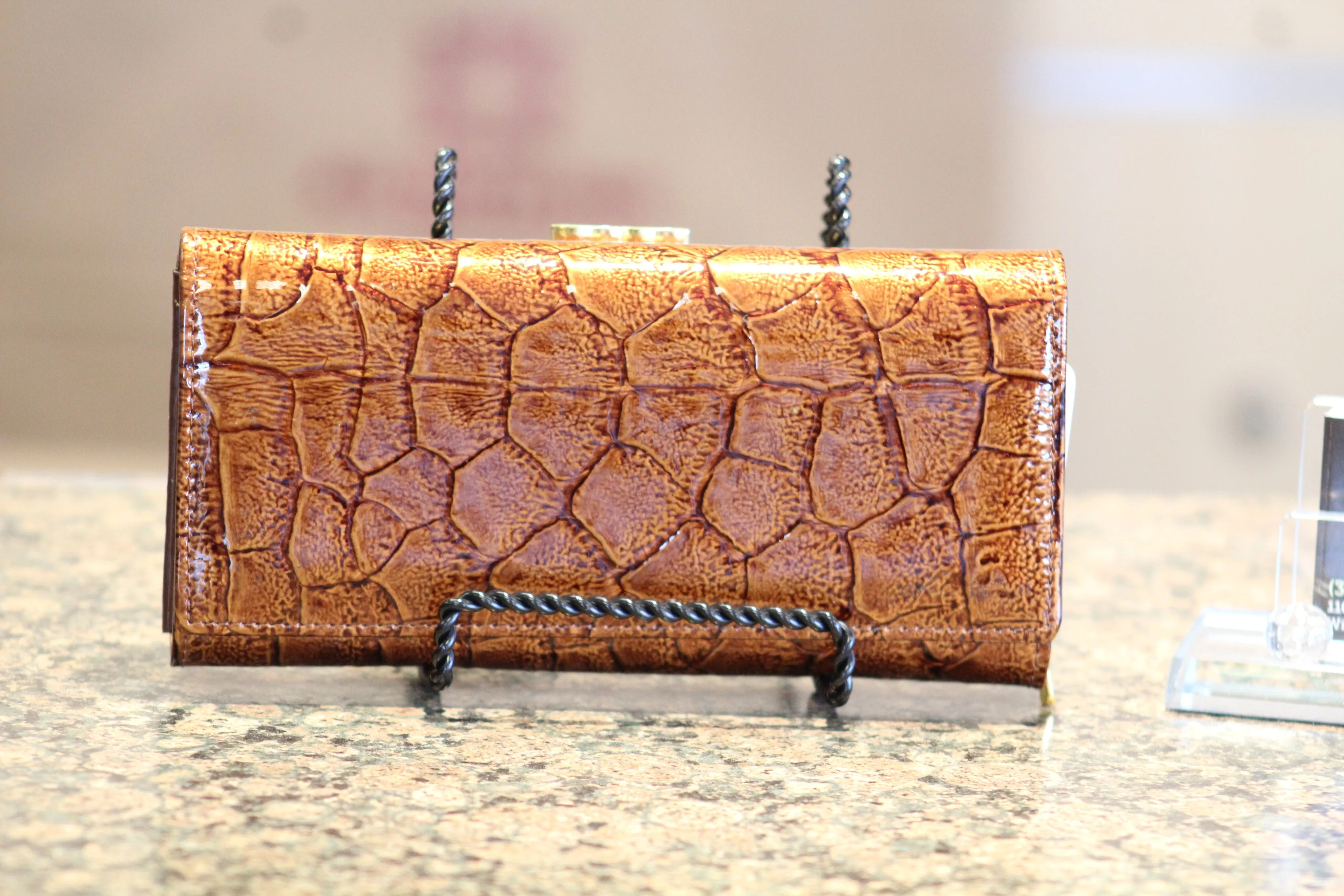 ADO | Genuine Leather Trifold Clutch Wallet Brown