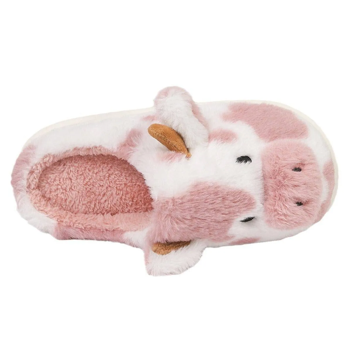 Adorable Comfort: Cute Cartoon Cow Plush Slippers