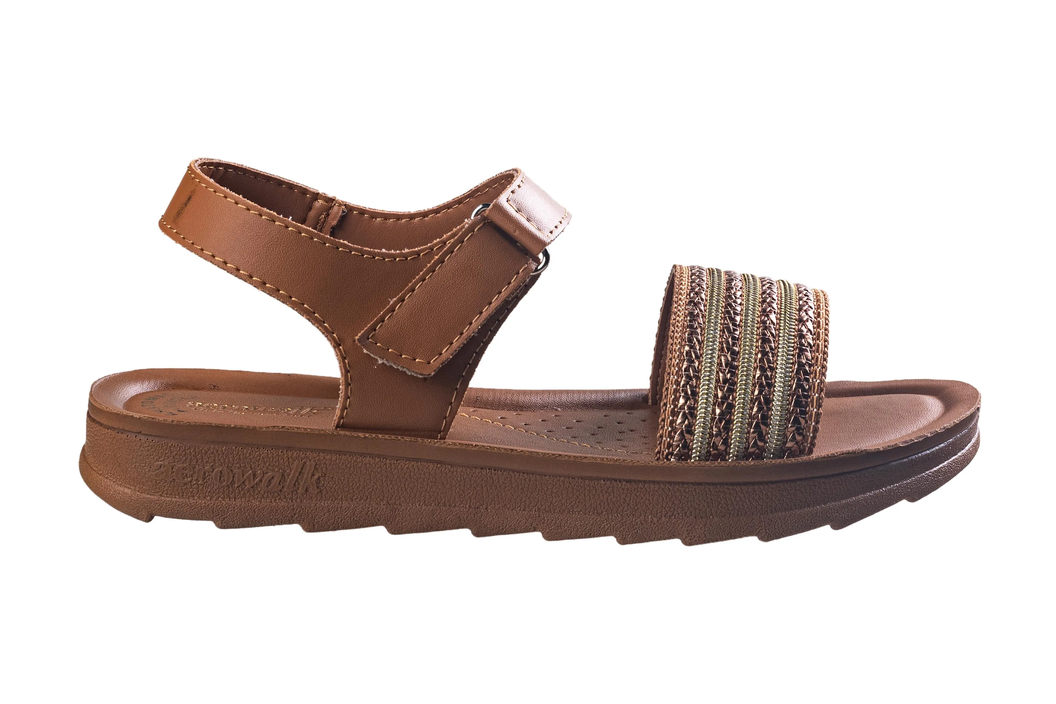 Aerowalk Ladies Tan Sandal PU