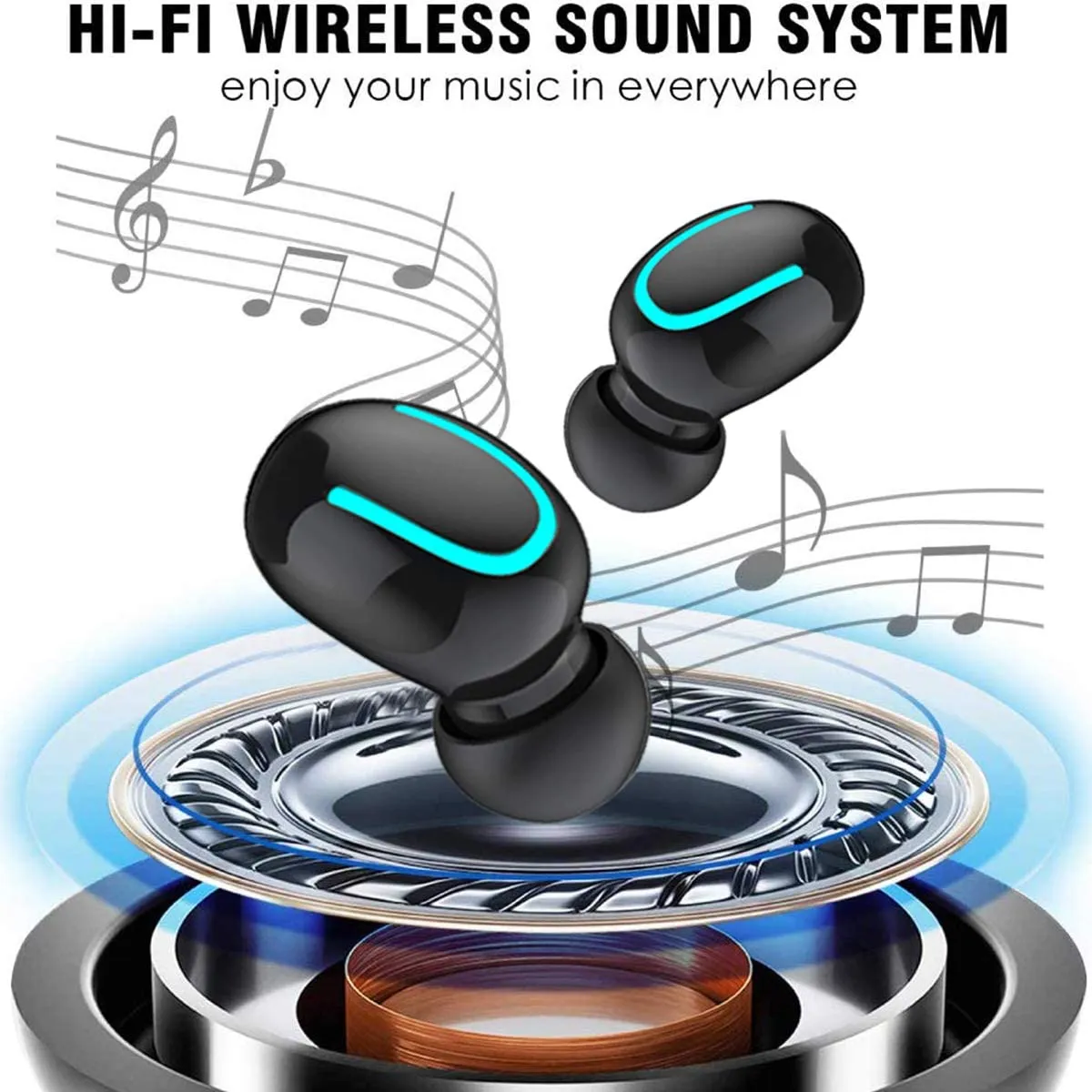 AICase TWS Wireless Headphones Bluetooth 5.0 Wireless Earbuds Built-in Mic Mini Sweatproof Sport Headsets in-Ear Headset with Wireless Charging Case