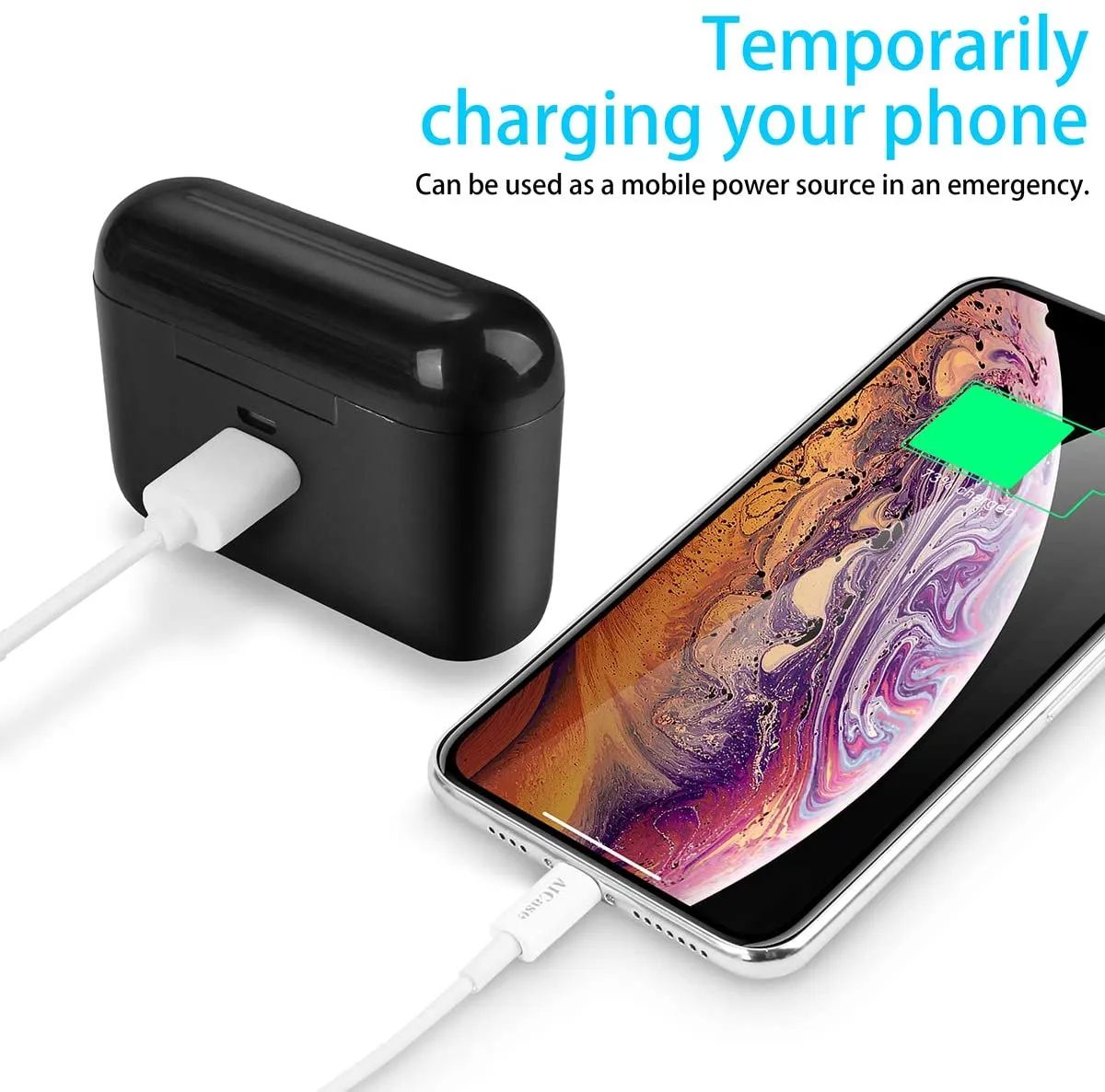 AICase TWS Wireless Headphones Bluetooth 5.0 Wireless Earbuds Built-in Mic Mini Sweatproof Sport Headsets in-Ear Headset with Wireless Charging Case