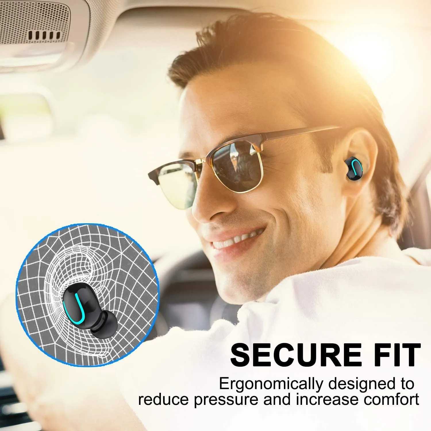 AICase TWS Wireless Headphones Bluetooth 5.0 Wireless Earbuds Built-in Mic Mini Sweatproof Sport Headsets in-Ear Headset with Wireless Charging Case