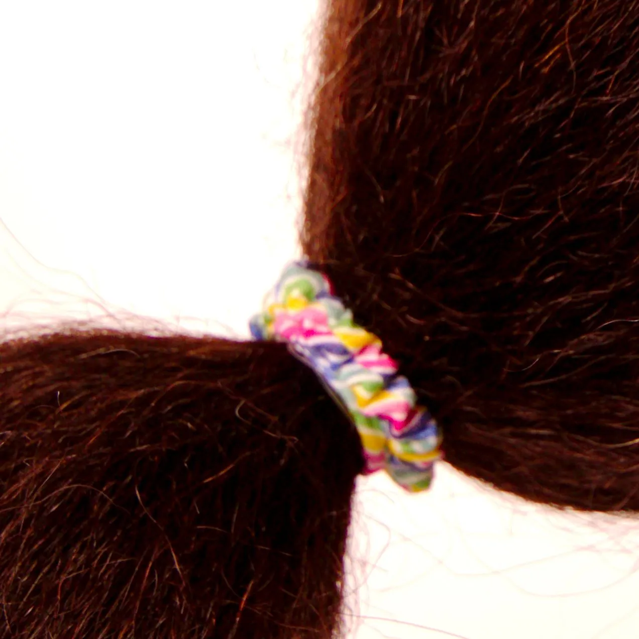 Amelia Beauty, Rainbow Stripe Skinny Jersey Scrunchies, 2.125in Diameter, Gentle on Hair, Strong Hold, No Snag, No Dents or Creases. 12 Pack