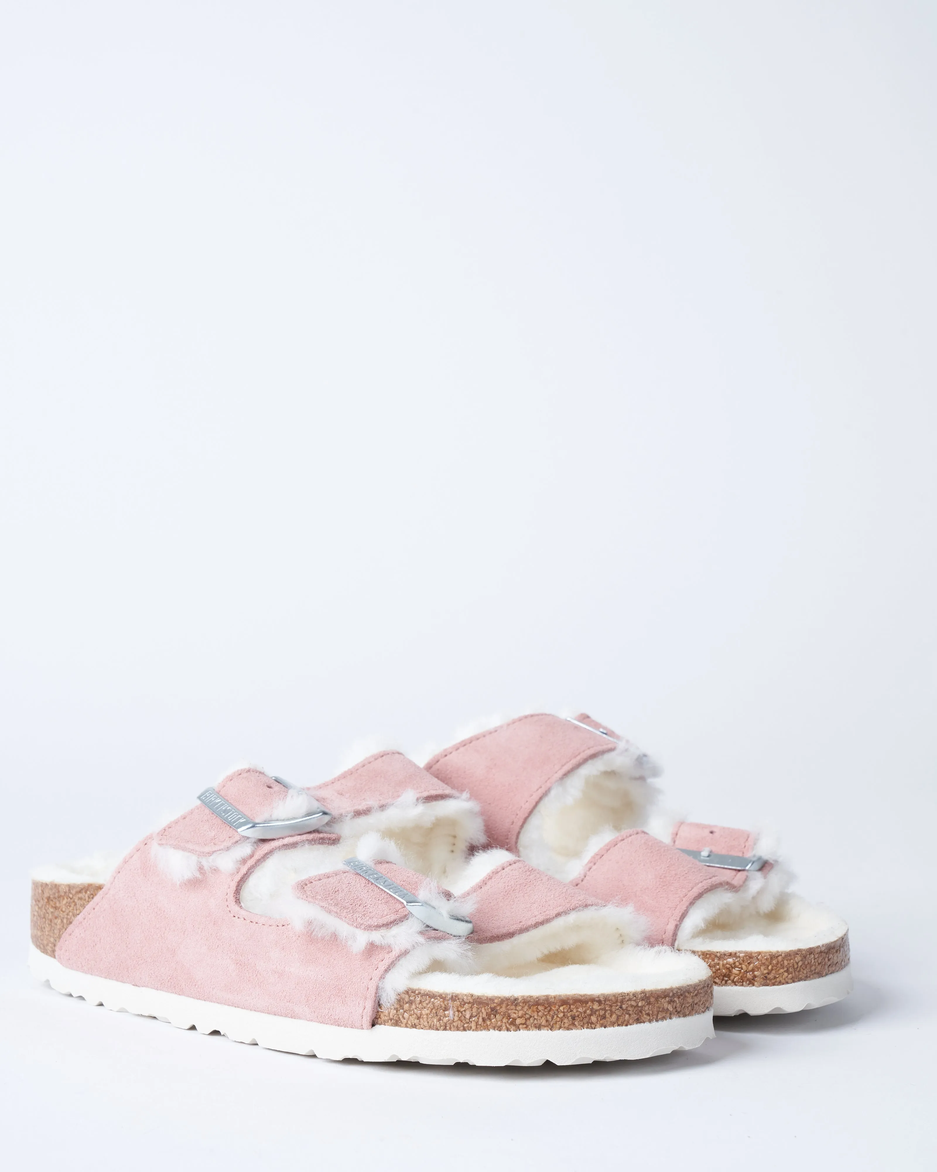 arizona shearling sandal - pink clay suede/natural shearling