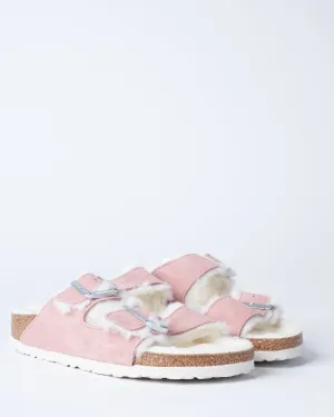 arizona shearling sandal - pink clay suede/natural shearling