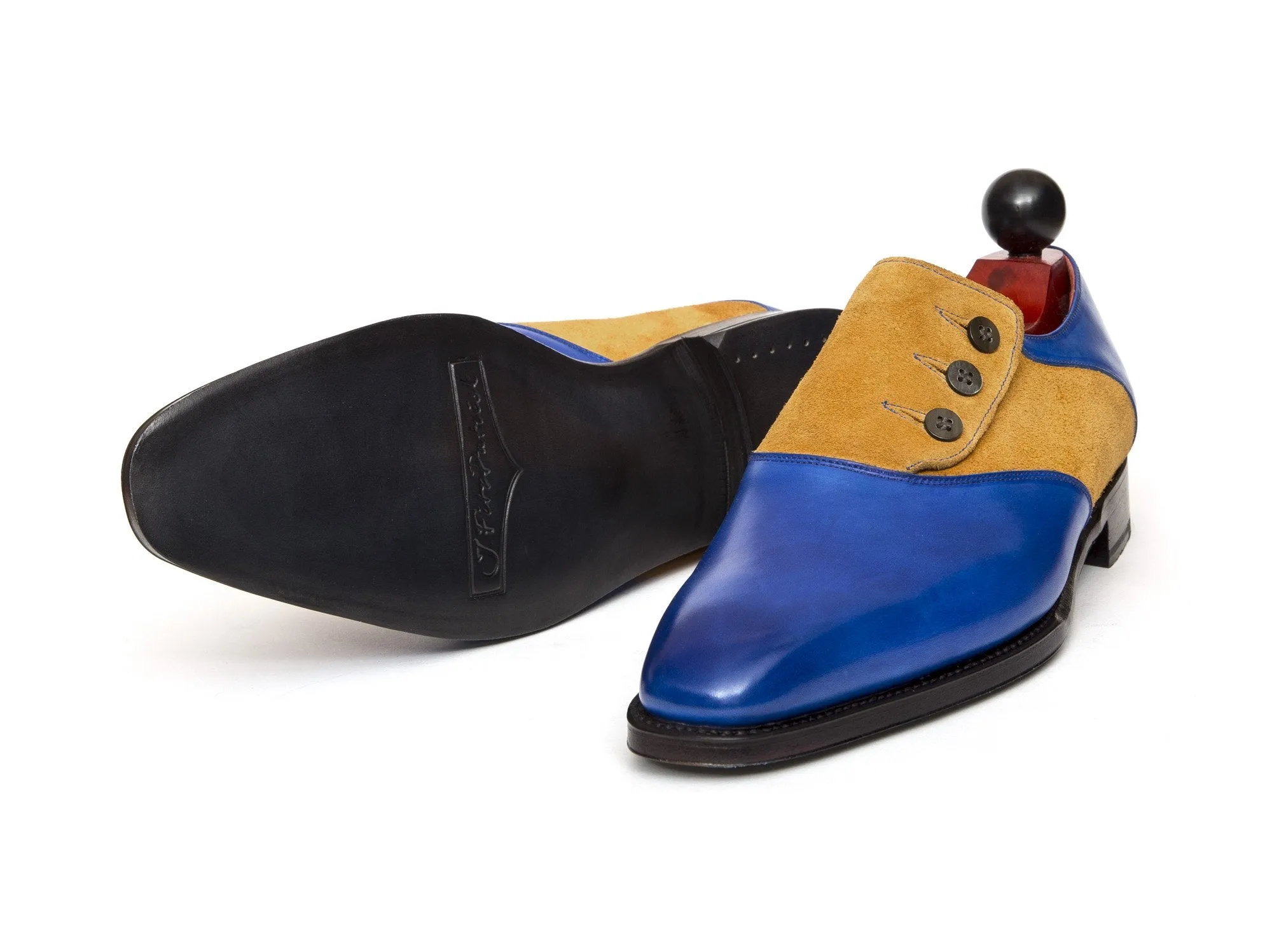 Aurora - MTO - Sky Blue Calf / Yellow Suede - LPB Last - Single Leather Sole