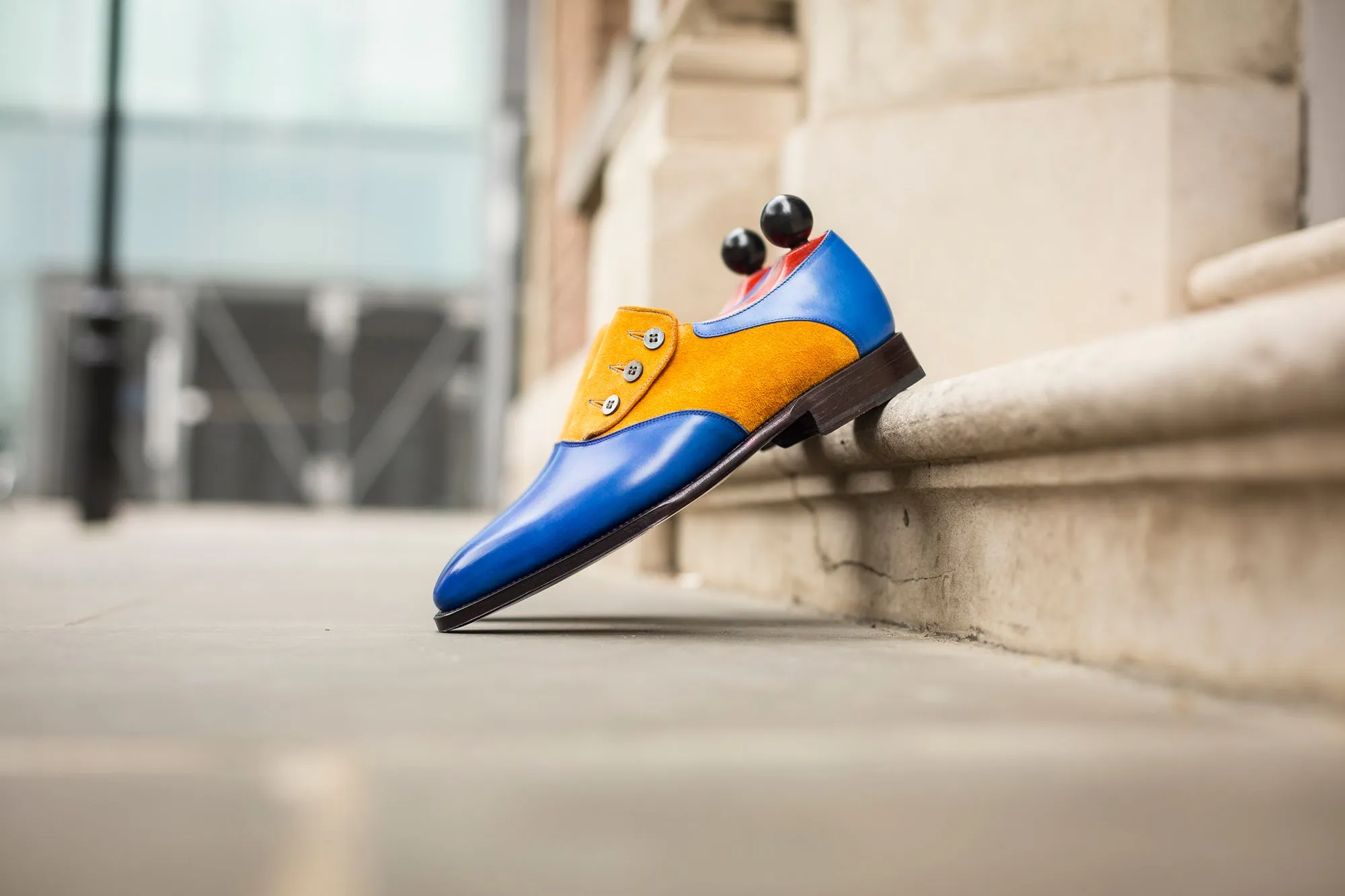 Aurora - MTO - Sky Blue Calf / Yellow Suede - LPB Last - Single Leather Sole