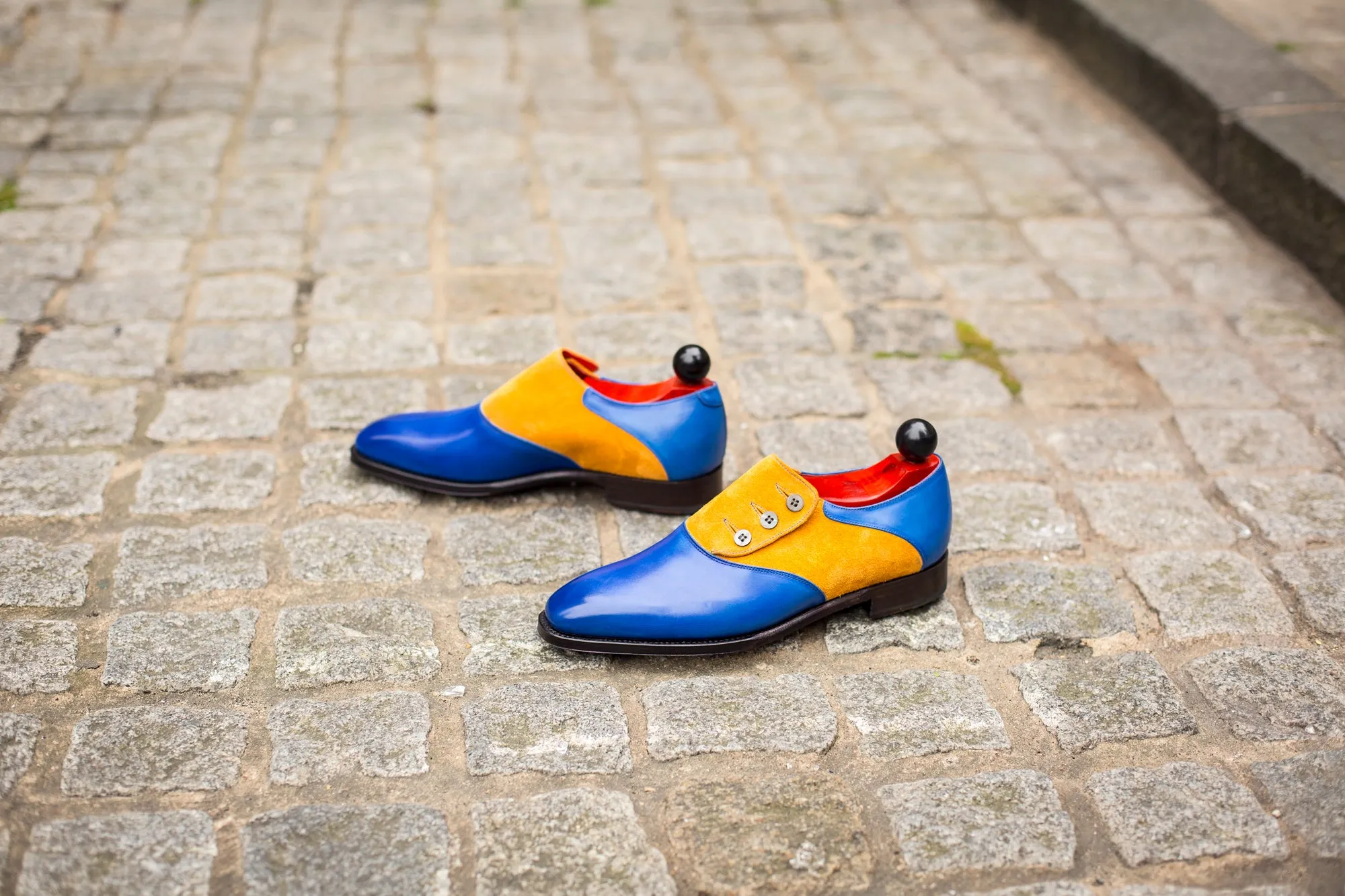 Aurora - MTO - Sky Blue Calf / Yellow Suede - LPB Last - Single Leather Sole