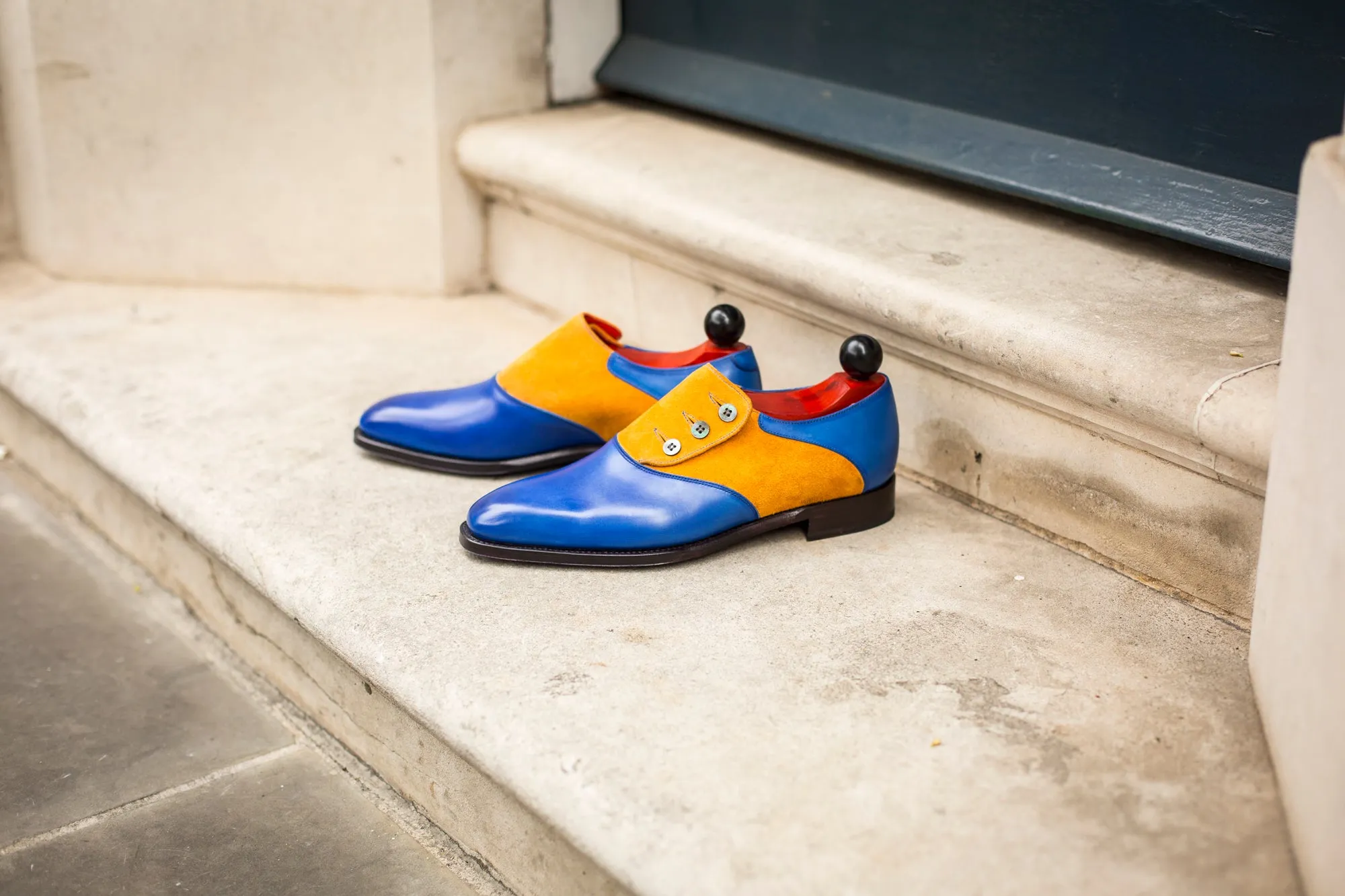 Aurora - MTO - Sky Blue Calf / Yellow Suede - LPB Last - Single Leather Sole