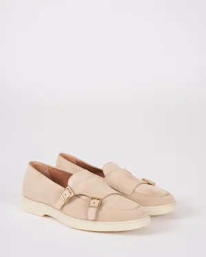 avocado suede 2 buckle loafer - suede pink