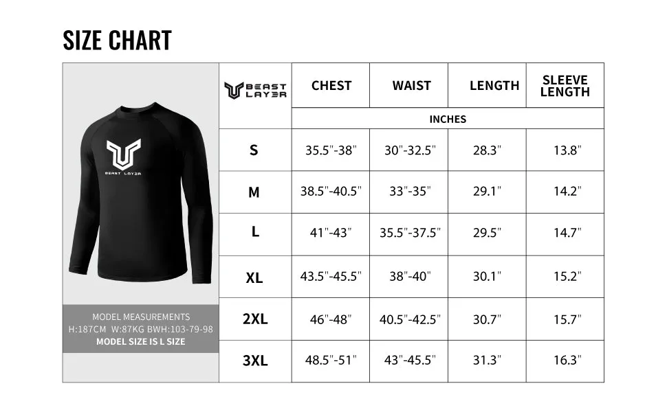 Beast Surf Shirt UPF50  Rash Guard for Men - Black