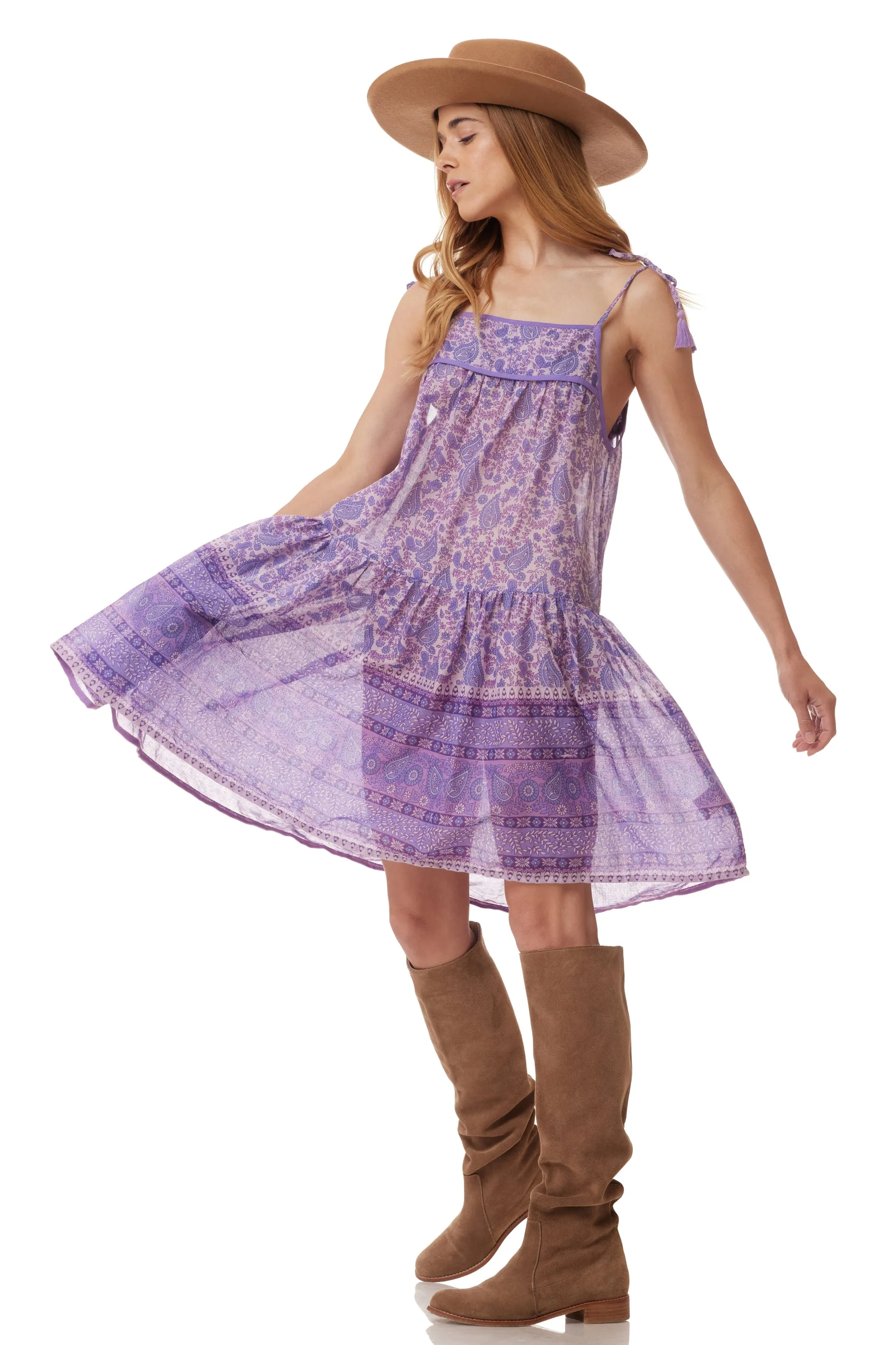 Betsy Printed Short Dress Lavender