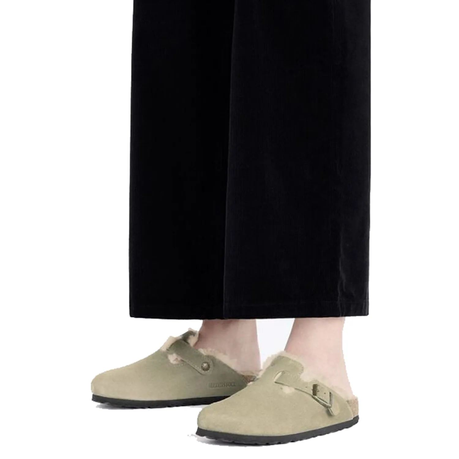 Birkenstock Boston NF Shearling Suede Leather Taupe