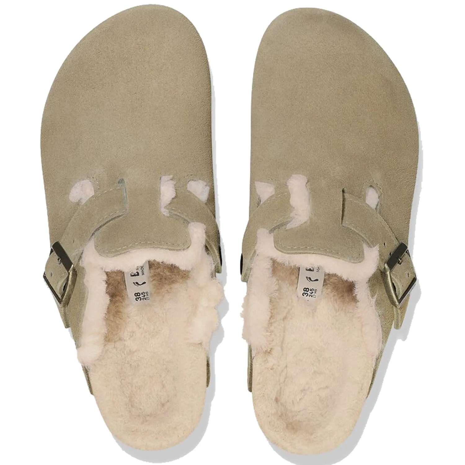 Birkenstock Boston NF Shearling Suede Leather Taupe