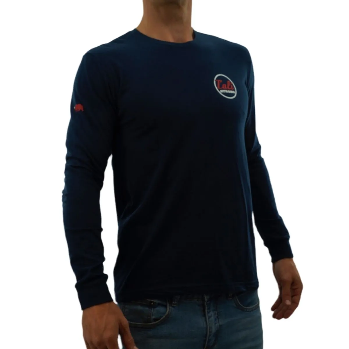 CALI Strong Classic Long Sleeve T-Shirt Premium Cotton Suede Midnight Navy