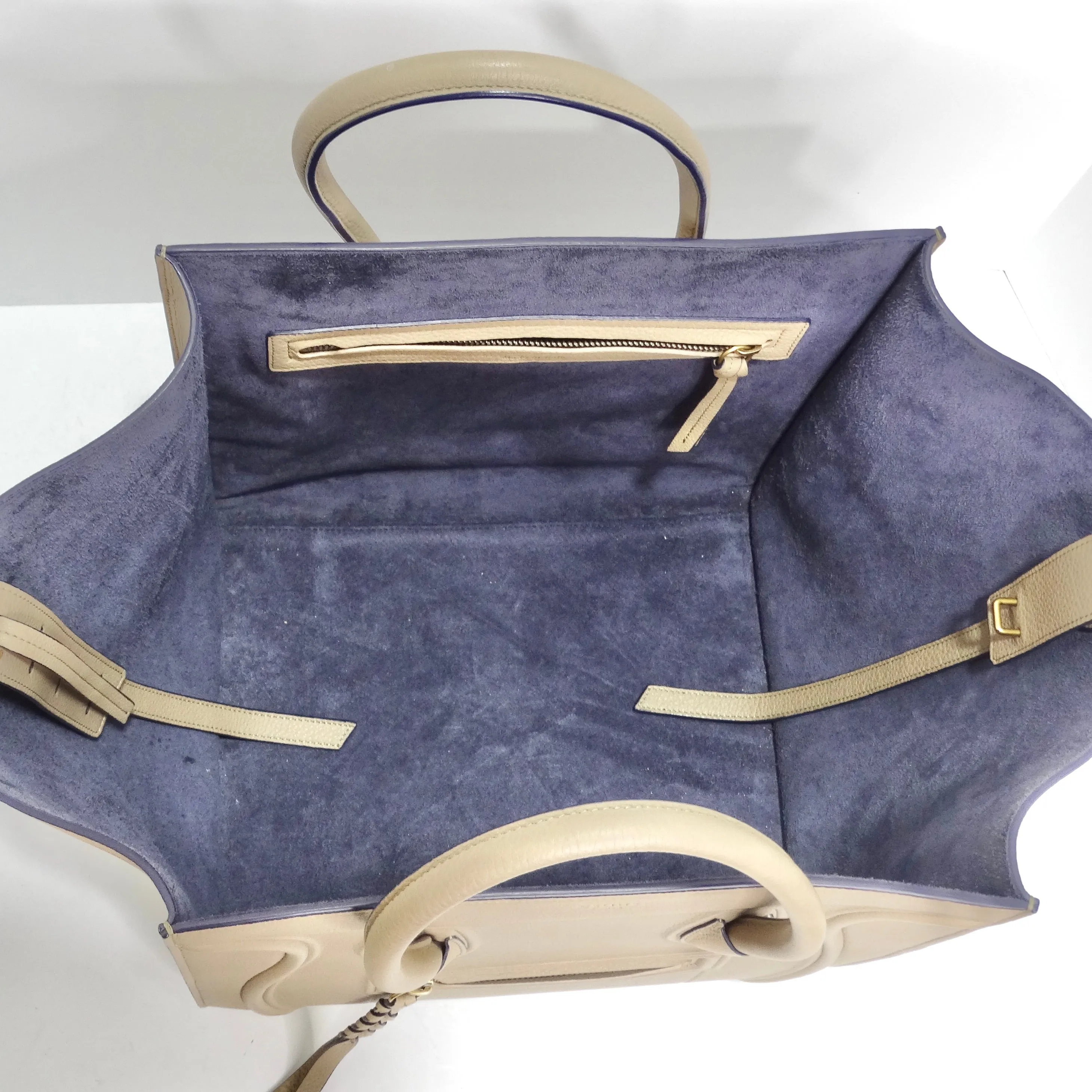 Celine Beige Calfskin Leather Medium Phantom Luggage Tote Bag