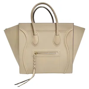 Celine Beige Calfskin Leather Medium Phantom Luggage Tote Bag
