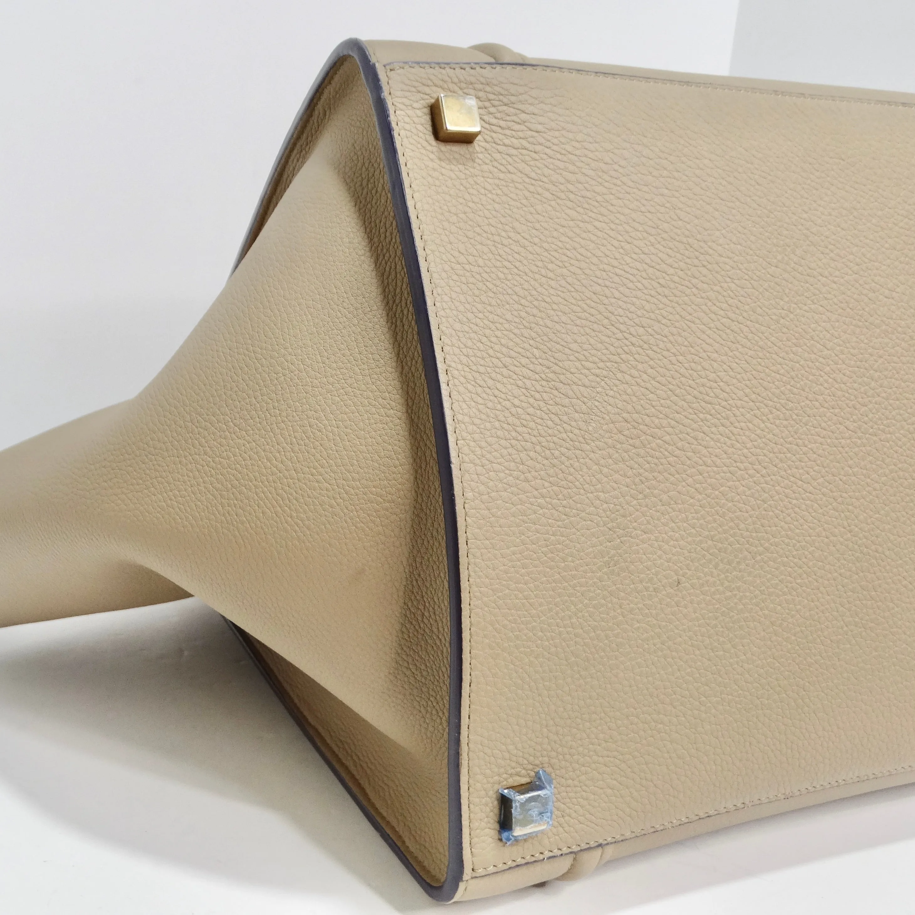 Celine Beige Calfskin Leather Medium Phantom Luggage Tote Bag