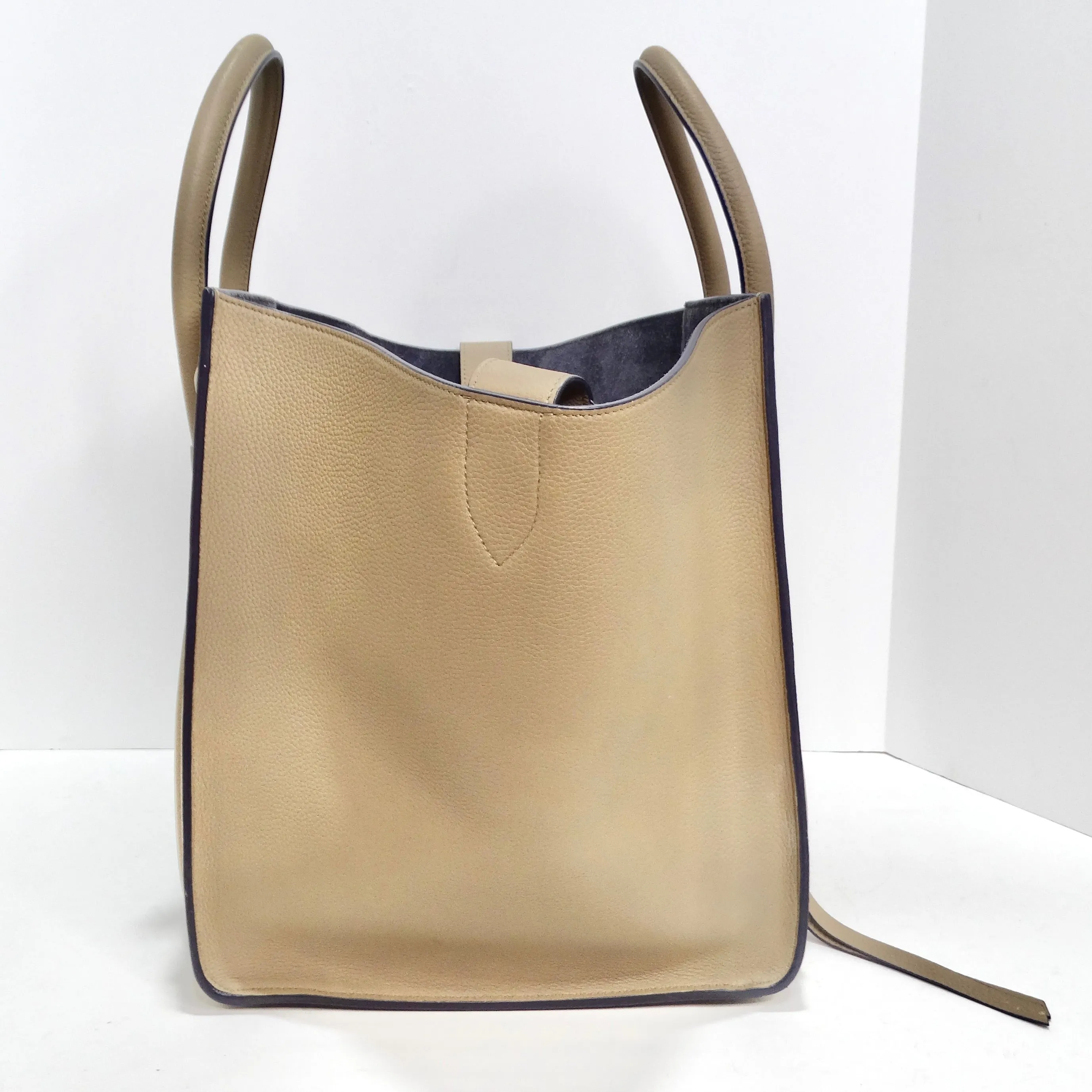 Celine Beige Calfskin Leather Medium Phantom Luggage Tote Bag