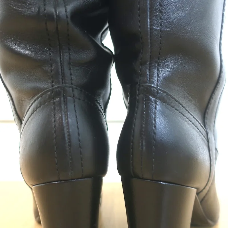 Chanel Cap Toe Over the Knee Boots Black Lambskin and Patent Leather Size 39.5