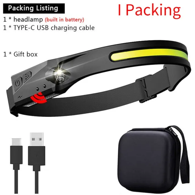 COB Led Head Lamp with Built-in Battery USB Rechargeable