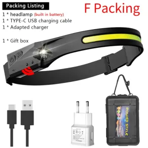 COB Led Head Lamp with Built-in Battery USB Rechargeable