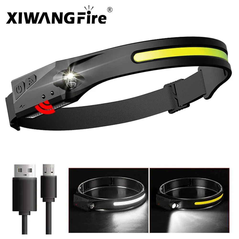 COB Led Head Lamp with Built-in Battery USB Rechargeable