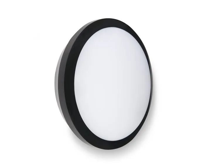 Collingwood WL9515MCSB 10-15W IP65 1200-1800lm CCT Round LED Bulkhead with Microwave Sensor - Black
