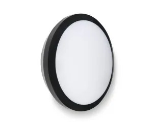 Collingwood WL9515MCSB 10-15W IP65 1200-1800lm CCT Round LED Bulkhead with Microwave Sensor - Black