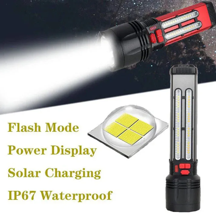 Crony W5121A Solar Energy Flashlight for Home Type-C Rechargeable Strong Light P50 Super Bright Flashlight Super Battery Life