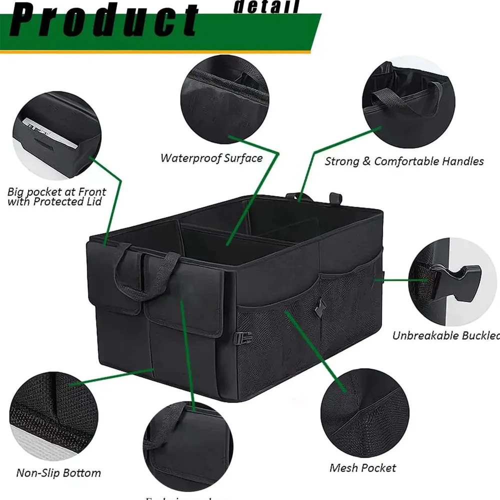 Custom Text For Car Trunk Organizer, Compatible with All Cars, Foldable Car Trunk Storage Box, Storage Bag, Waterproof, Dust-proof, Stain-Resistant SU12997