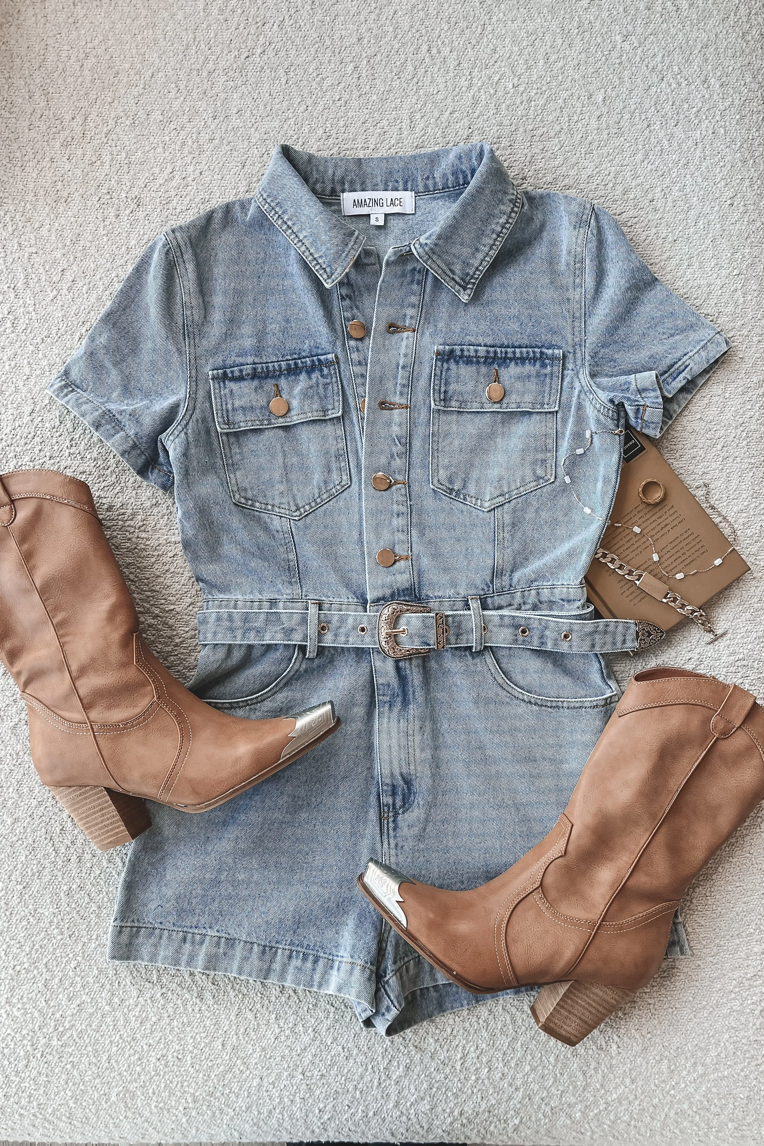Denim Looks Good On You Short Sleeve Denim Romper