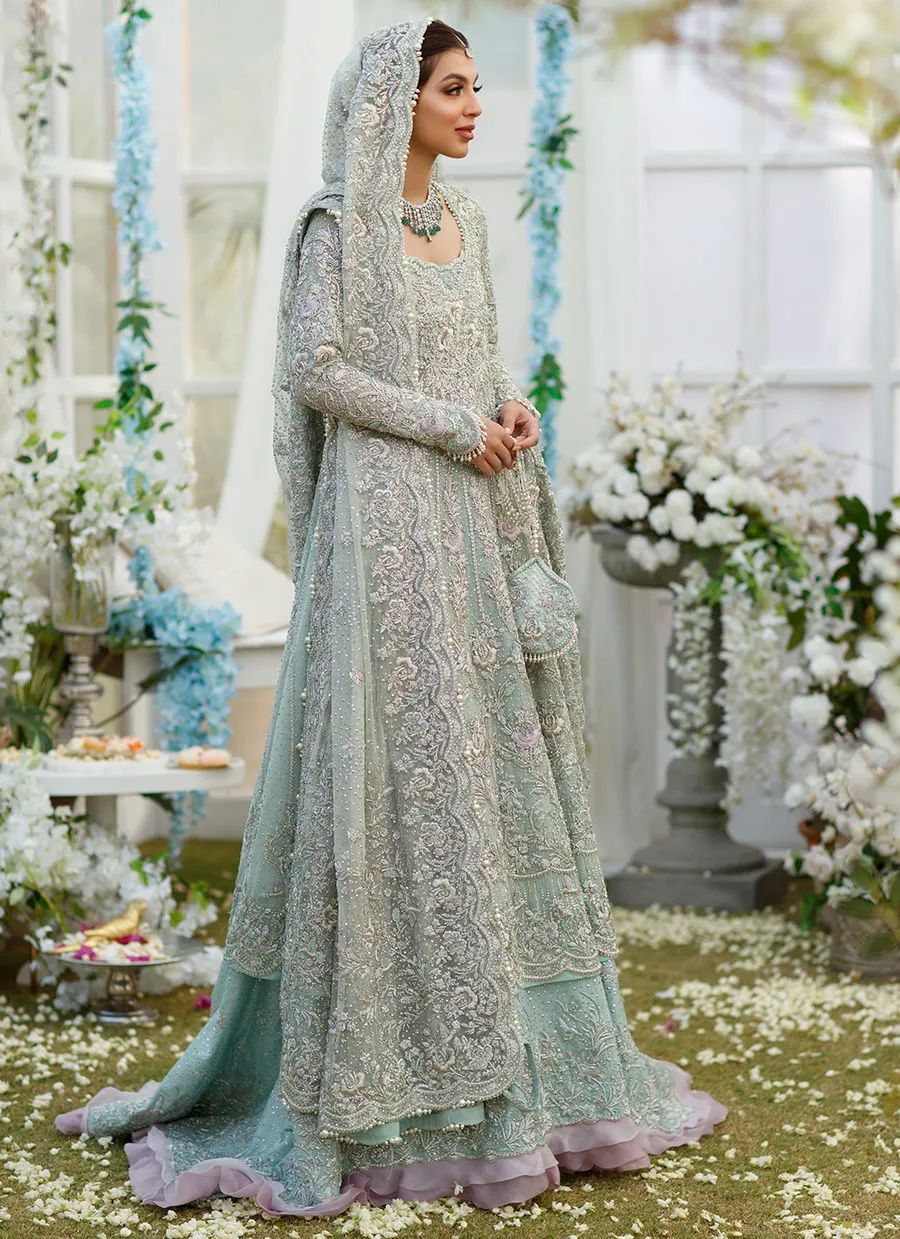 Designer Aqua Bridal Lehenga Gown for Indian Bridal Wear