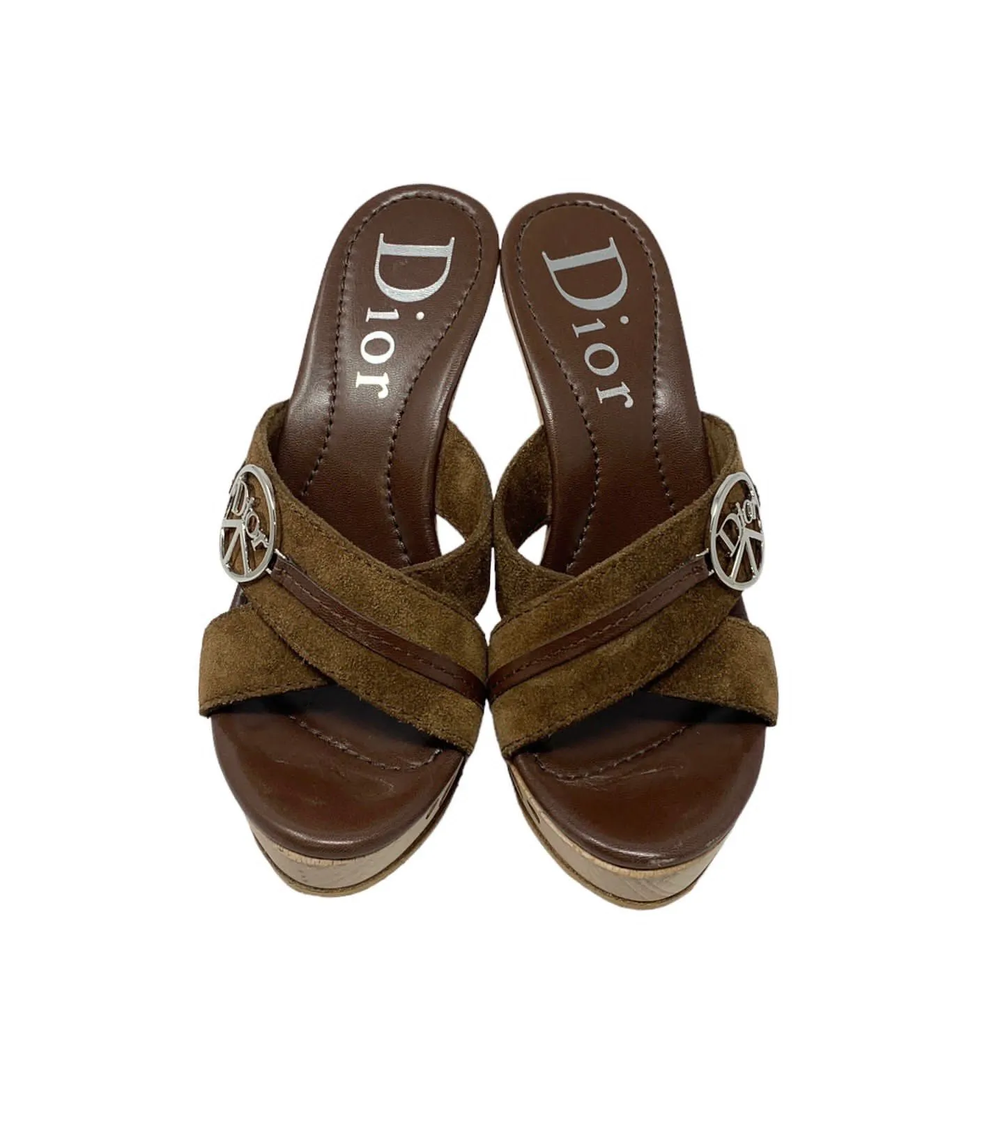 Dior Brown Peace Logo Heels