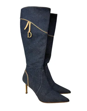 Dior Denim Logo Boots