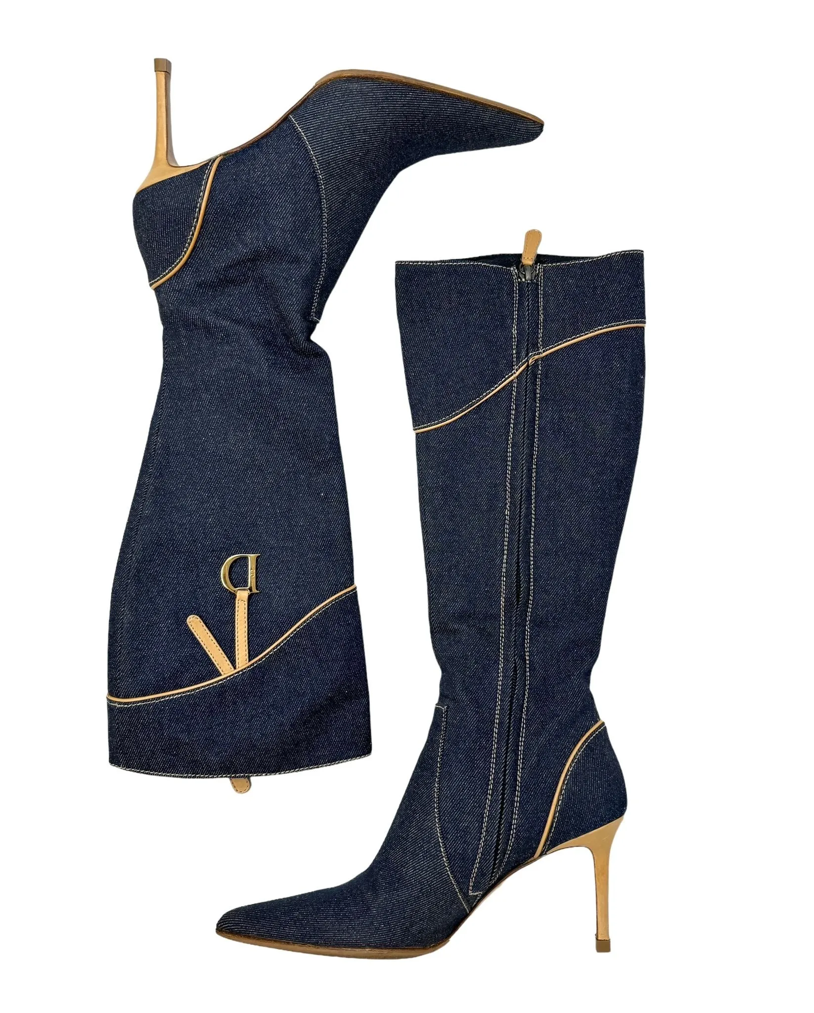 Dior Denim Logo Boots